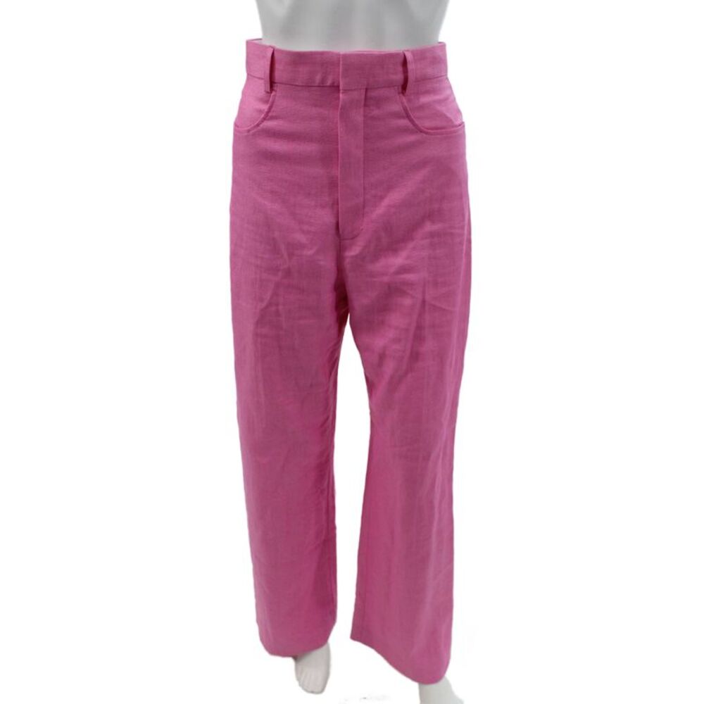Jacquemus Women Dress Pants Pink Button Polyester Spandex Lace Size 36